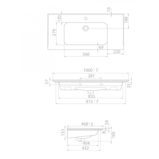 Νιπτήρας Επίπλου Πορσελάνης 100x47cm Cerastyle Blue 042500-u Λευκό Νιπτήρας Επίπλου Πορσελάνης 100x47cm Cerastyle Blue 042500-u Λευκό